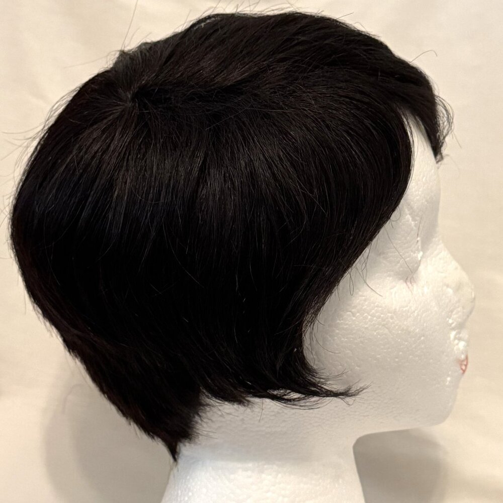Mayde Beauty Short Dark Brown Straight Wig Side Part Classic Cap Bob Pixie Human